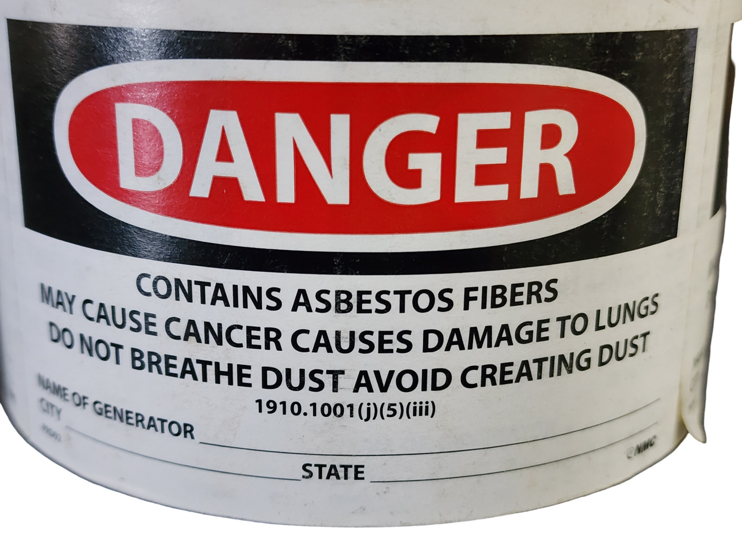 Roll of 500 Hazard Warning Paper Labels - Danger Contains Asbestos w/Generator