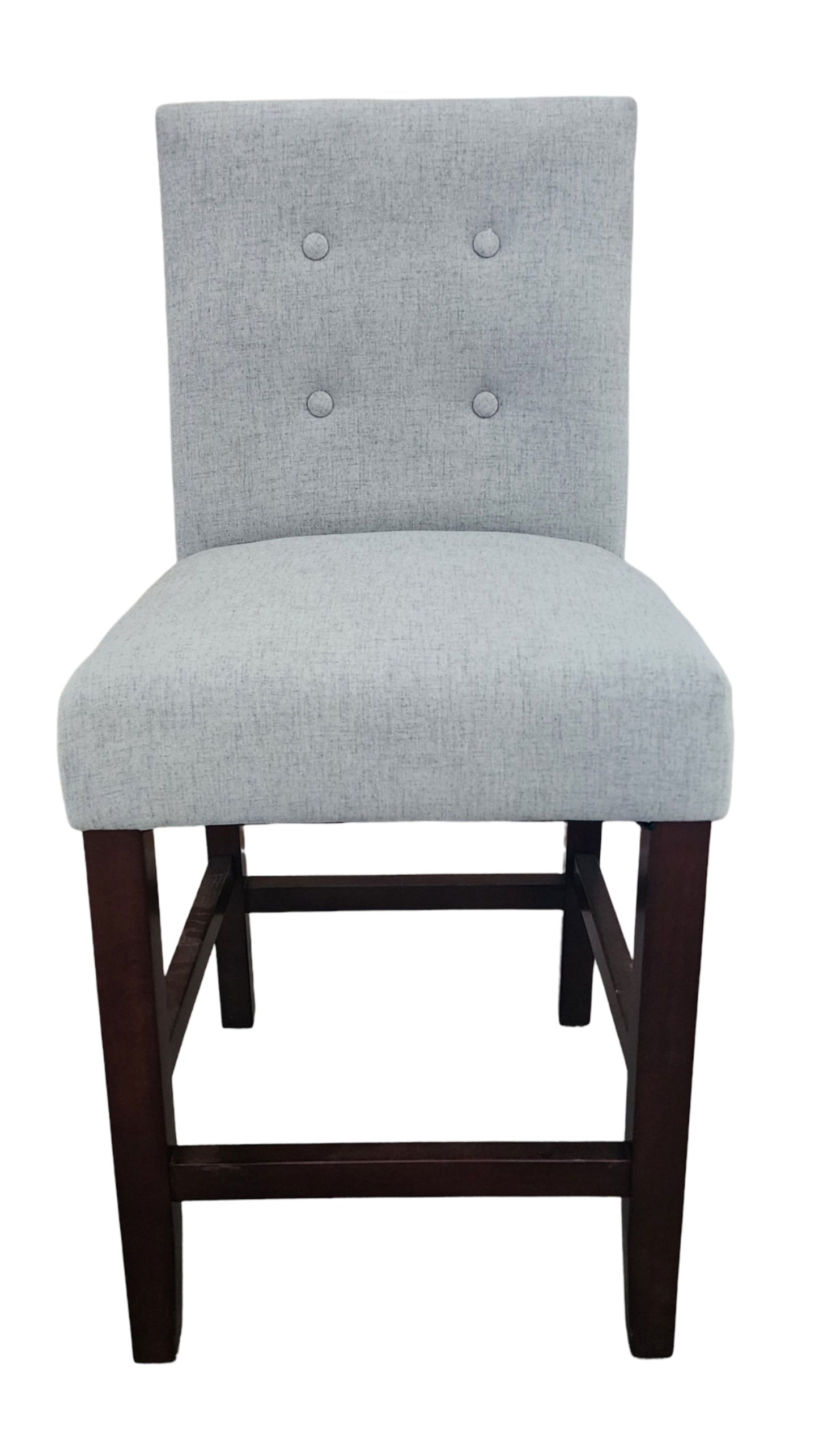 Project 62 Elegant Upholstered Bar Stool with Padded Back - Wood Frame, Stained Finish