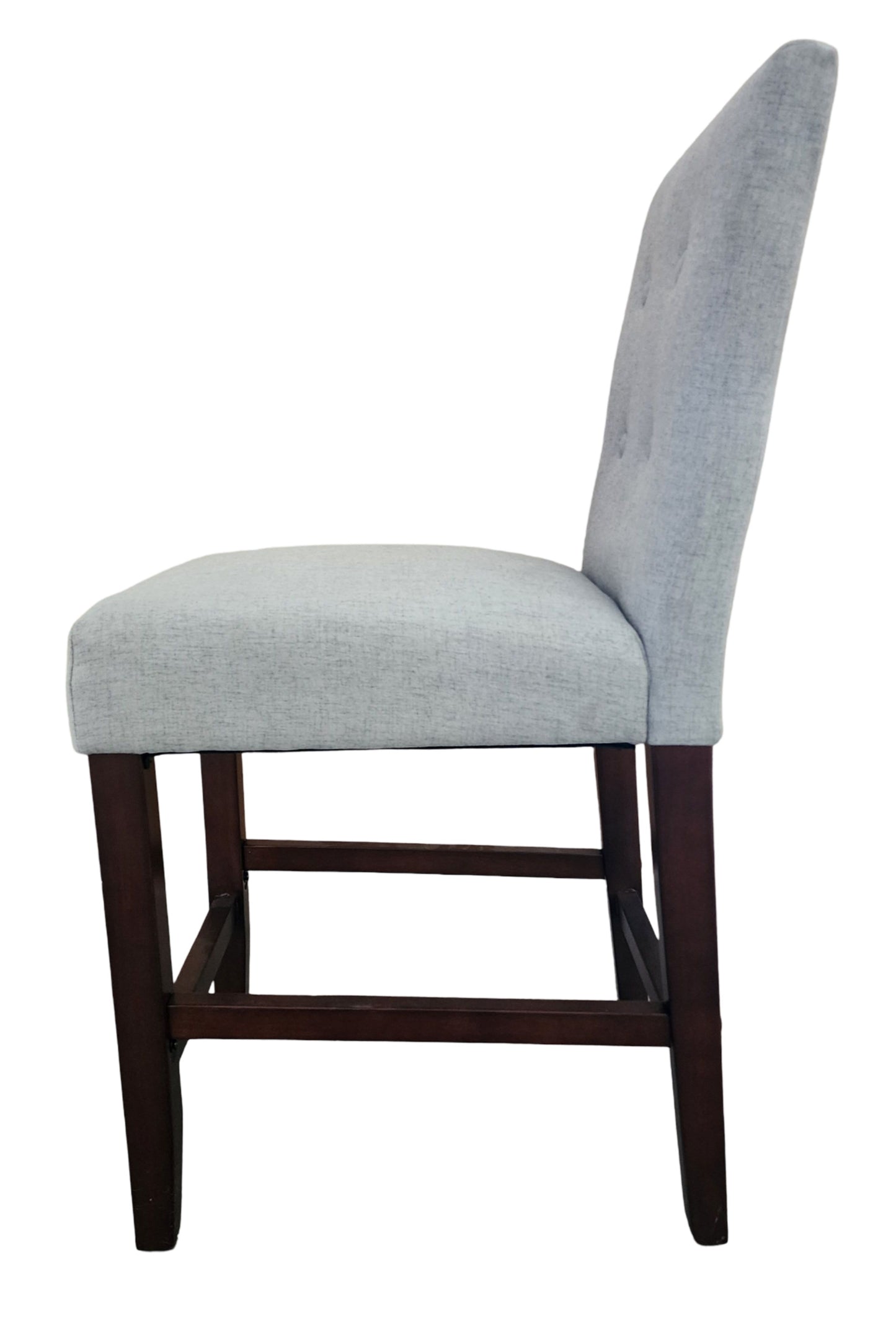 Project 62 Elegant Upholstered Bar Stool with Padded Back - Wood Frame, Stained Finish