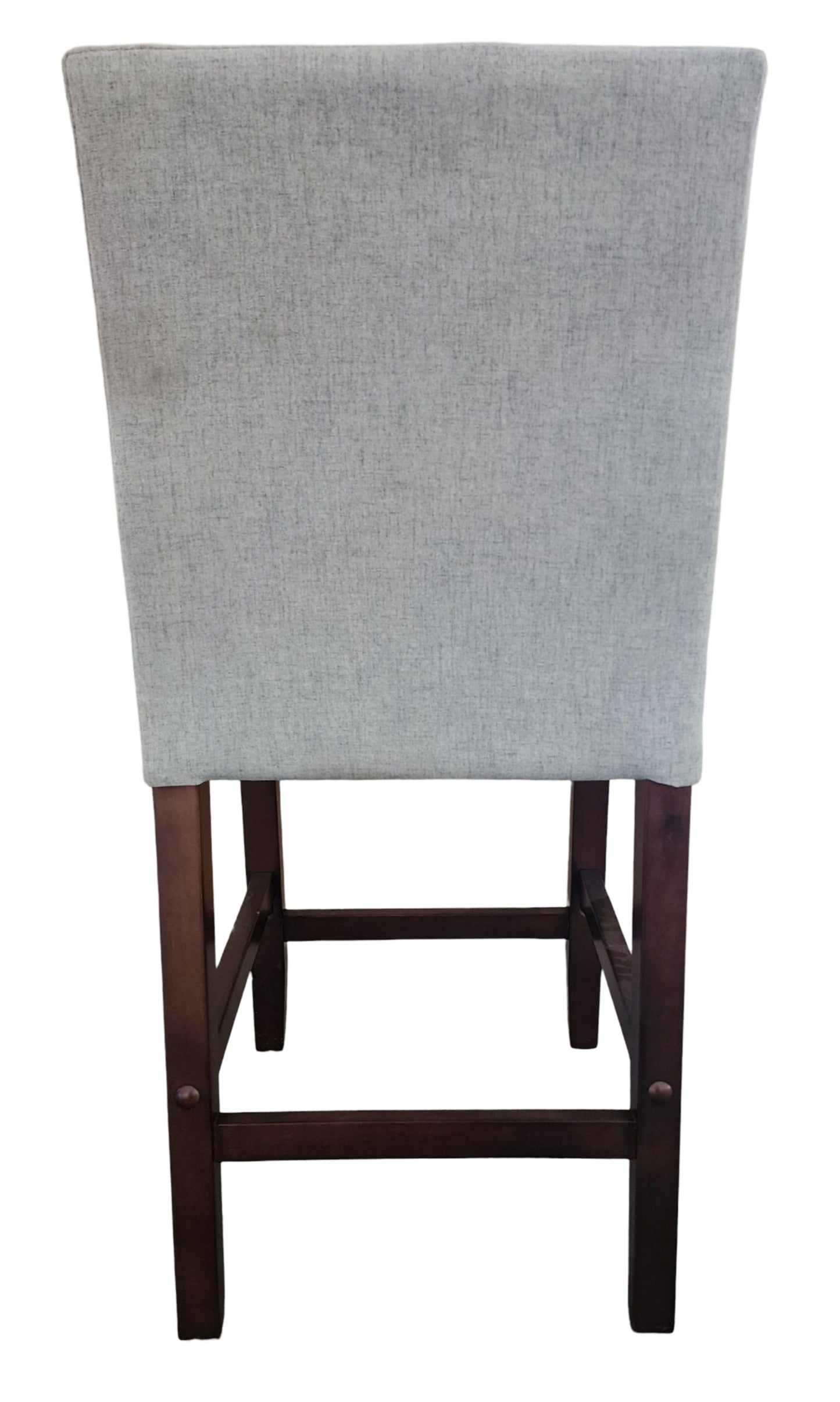 Project 62 Elegant Upholstered Bar Stool with Padded Back - Wood Frame, Stained Finish