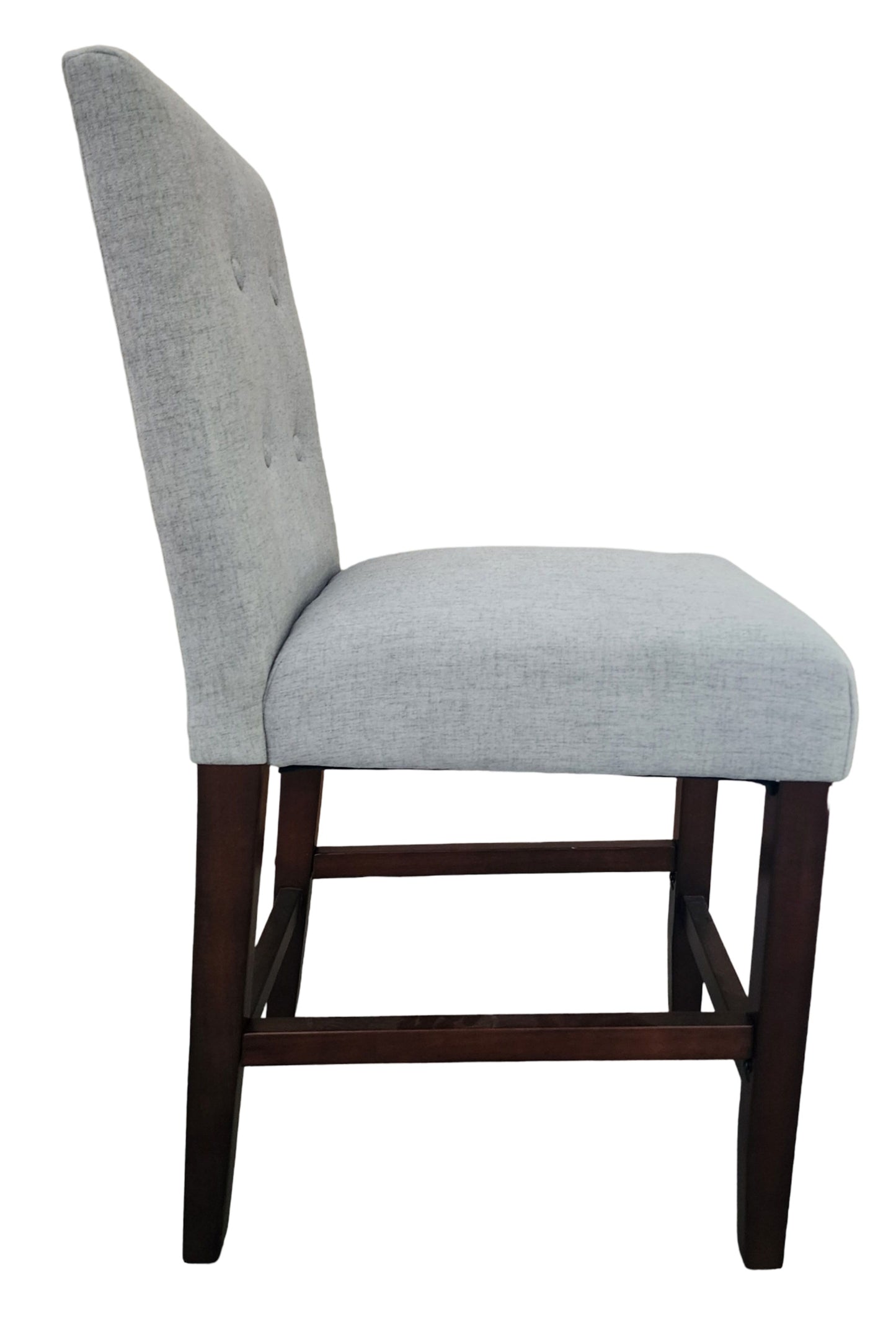 Project 62 Elegant Upholstered Bar Stool with Padded Back - Wood Frame, Stained Finish