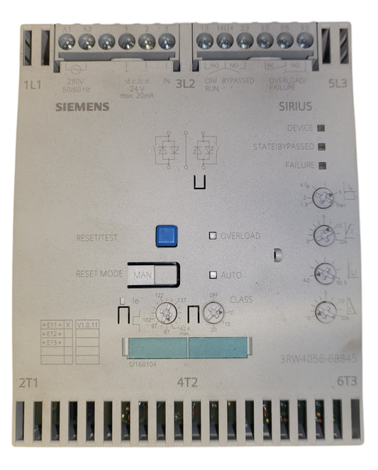 SIEMENS 3RW4056-6BB45 145A AMP 100HP 230V-AC SOFT STARTER(Parts Only)