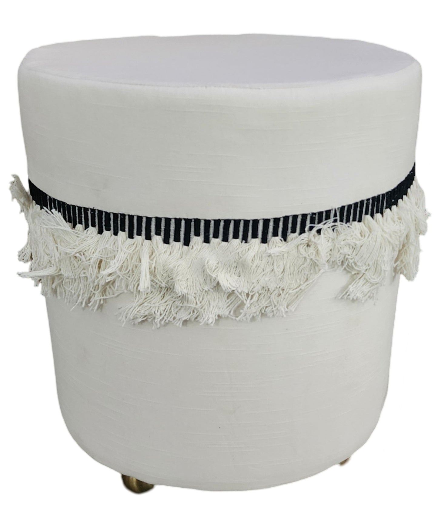 Catania Tassel Ottoman with Ball Feet - Cream/Black | Opalhouse designed with Jungalow