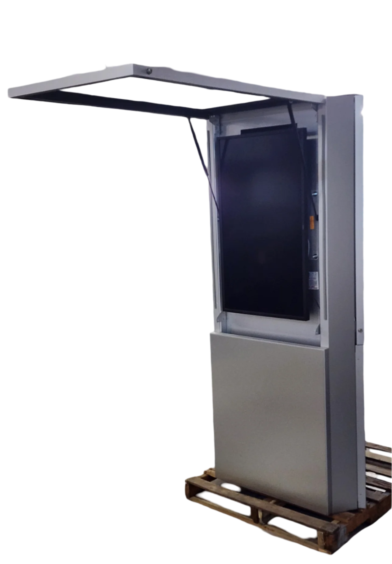 Floorstanding 3-Sided Portrait Kiosk Enclosure for Three 42" Displays, 84" Tall