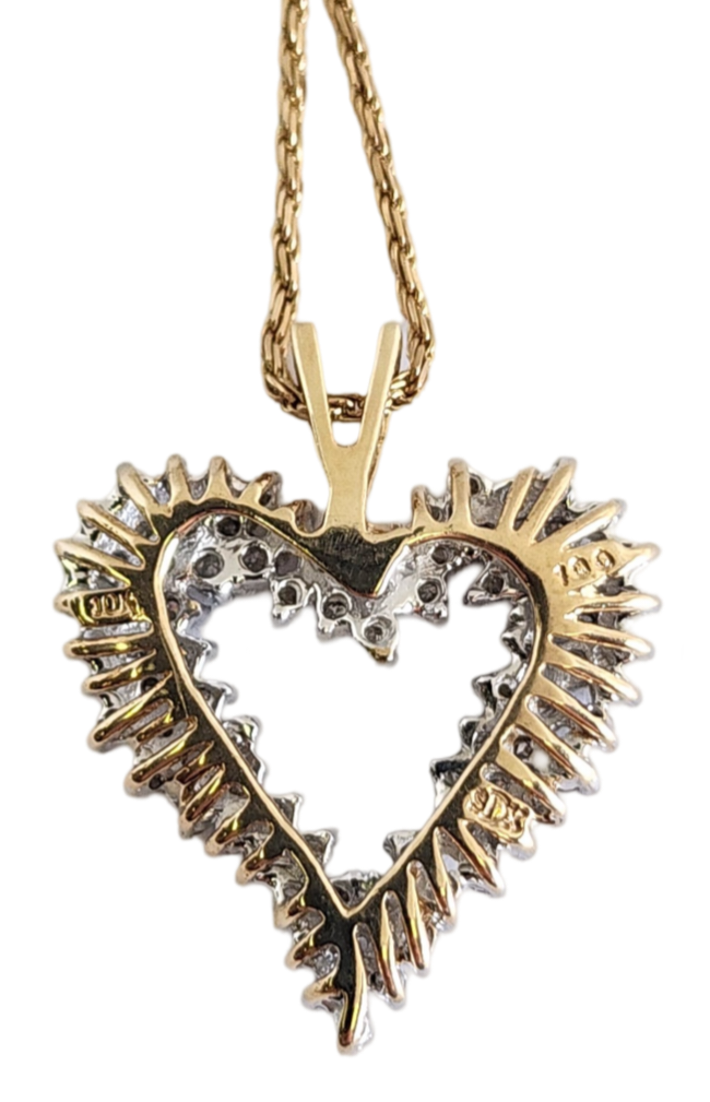 1.00CT TW Diamond Cluster Heart Pendant with a 20" 10KT Gold Chain