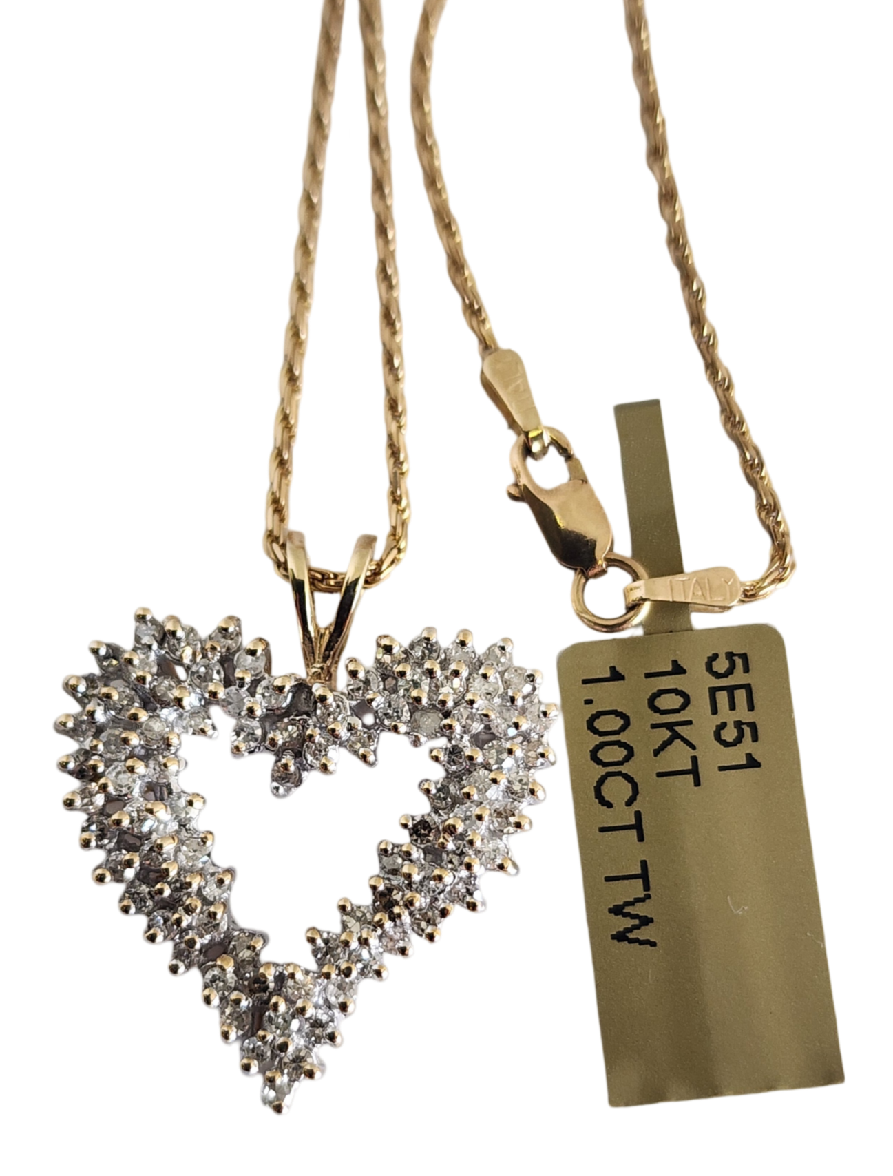 1.00CT TW Diamond Cluster Heart Pendant with a 20" 10KT Gold Chain