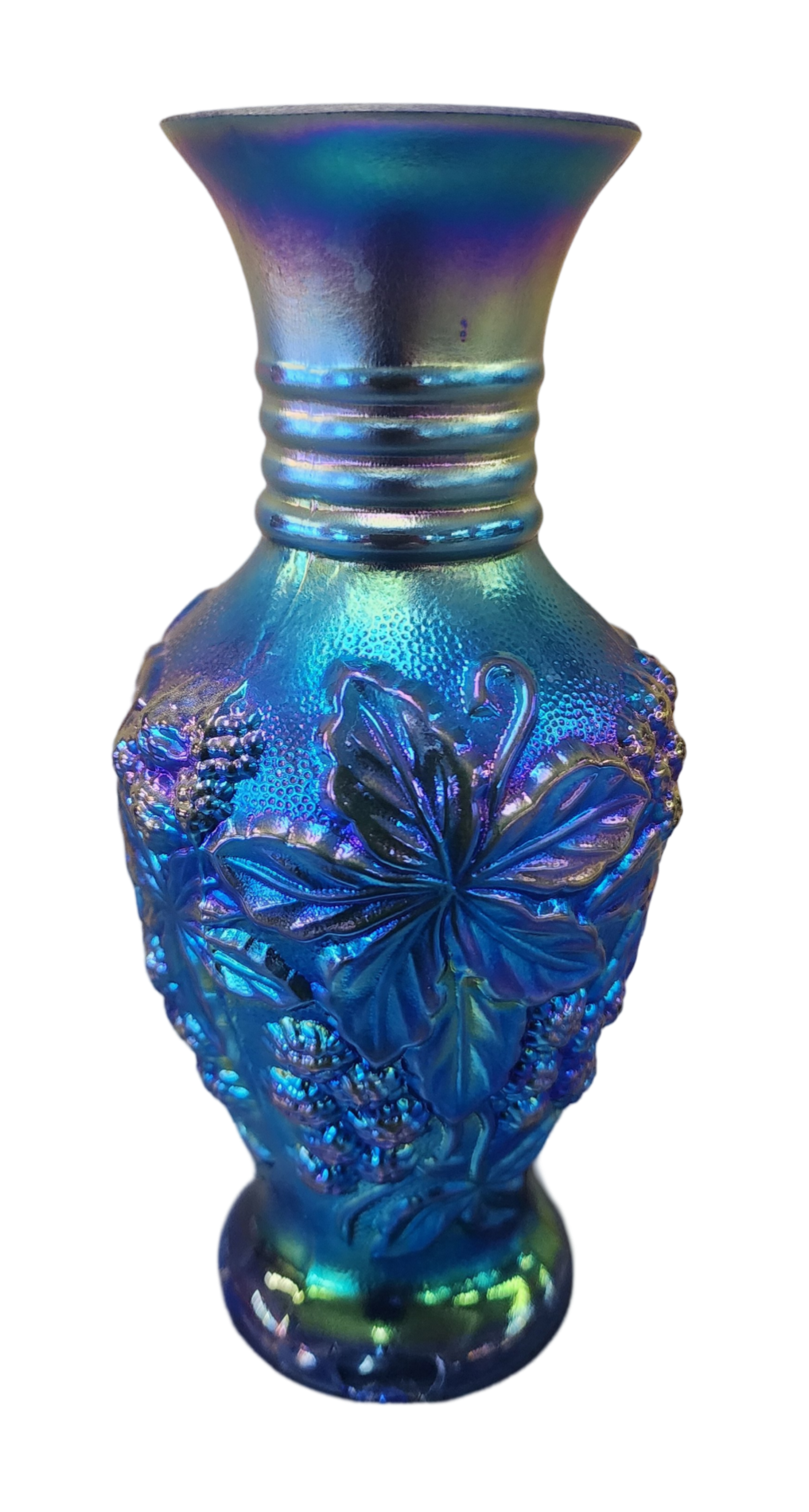 Fenton Favrene Blue Glass Vase - 6.5" Tall, 3" Wide, Broken Base