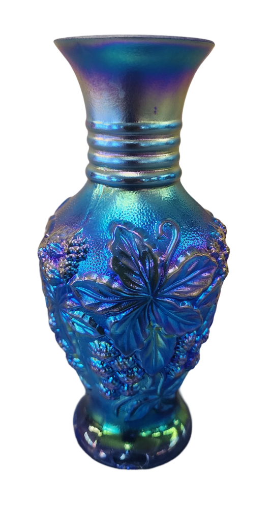 Fenton Favrene Blue Glass Vase - 6.5" Tall, 3" Wide, Broken Base