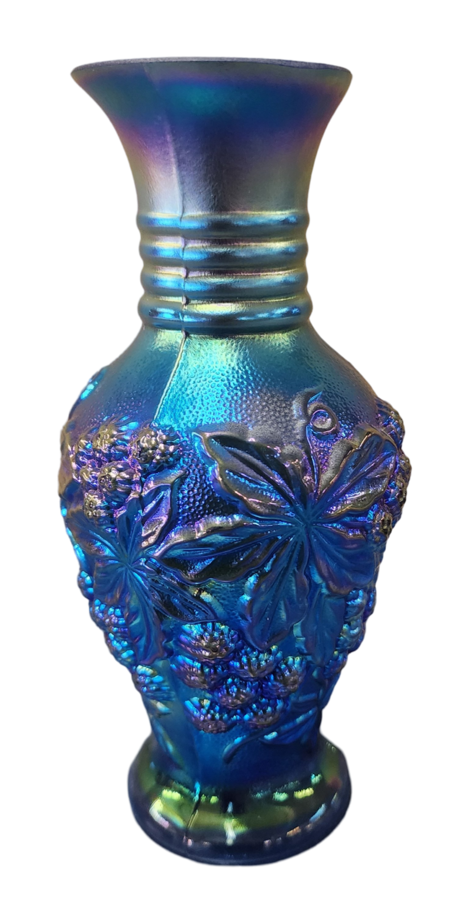 Fenton Favrene Blue Glass Vase - 6.5" Tall, 3" Wide, Broken Base