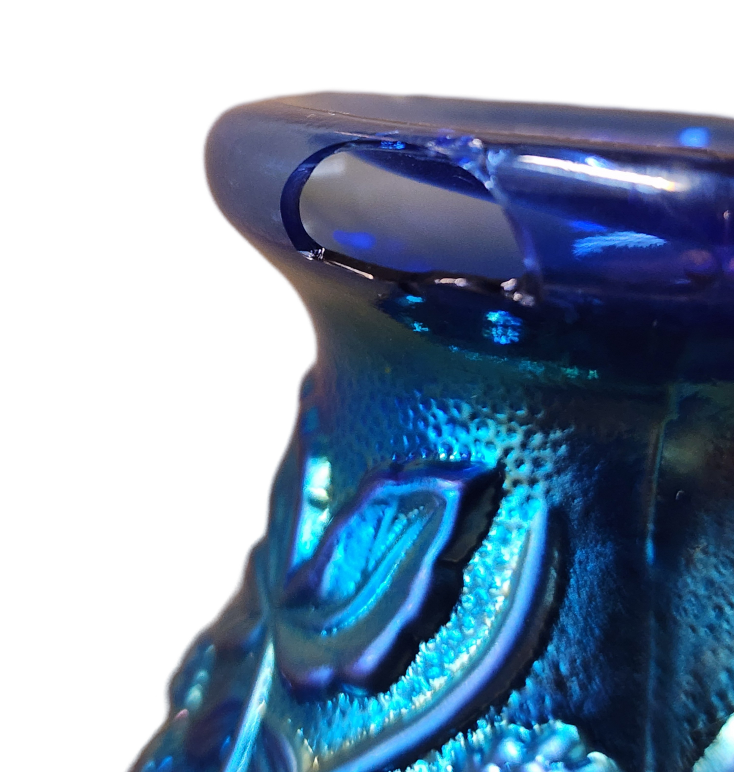 Fenton Favrene Blue Glass Vase - 6.5" Tall, 3" Wide, Broken Base