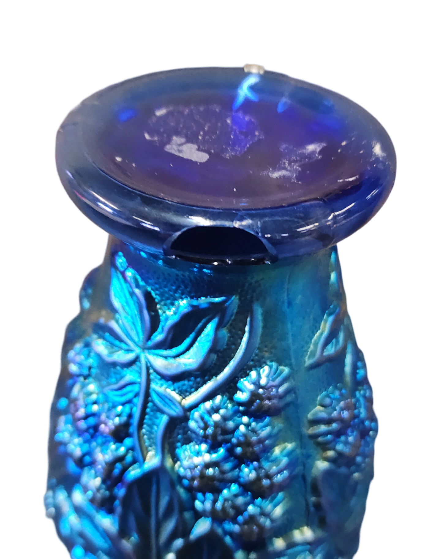 Fenton Favrene Blue Glass Vase - 6.5" Tall, 3" Wide, Broken Base