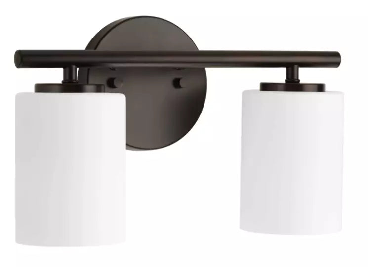 Progress Lighting Replay 2-Light Bath Vanity Light - Textured Black with Etched Glass