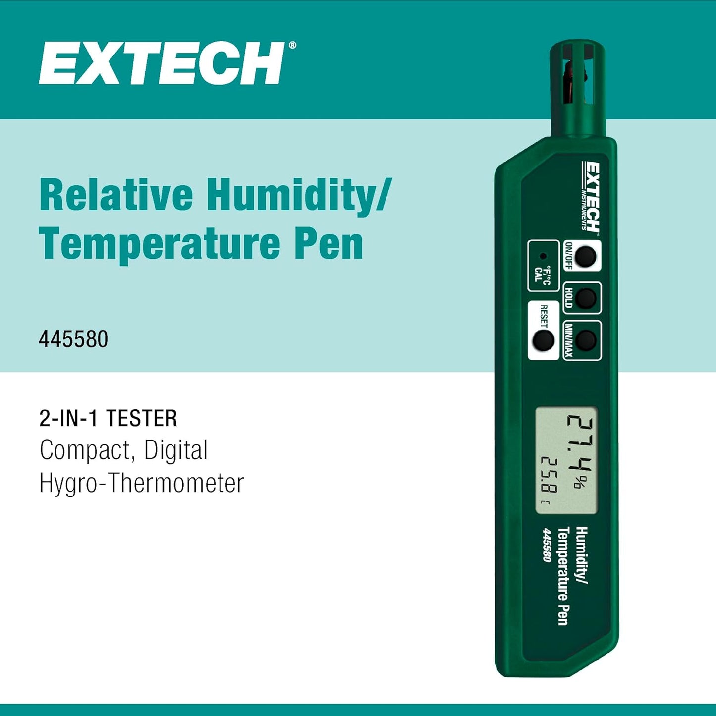 Extech 445580 Humidity and Temperature Meter w/ Calibration Utility