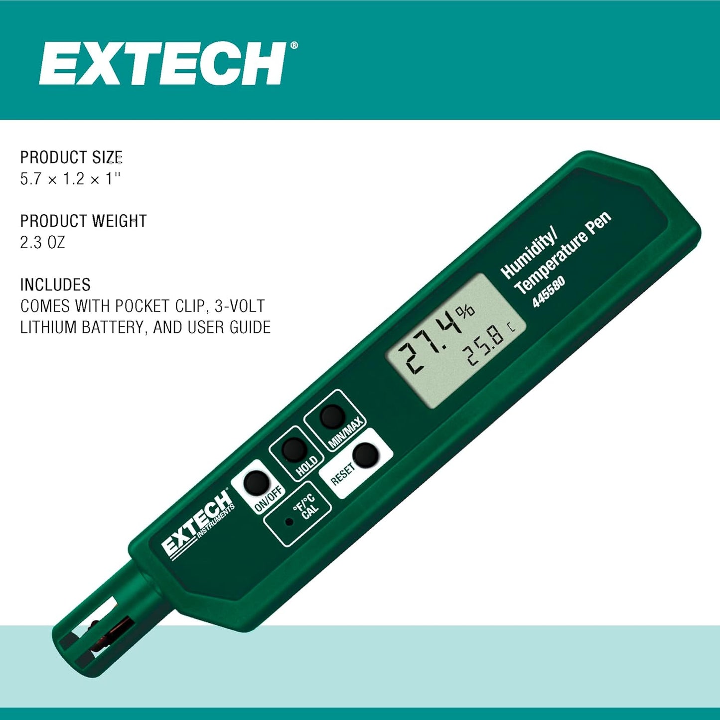 Extech 445580 Humidity and Temperature Meter w/ Calibration Utility