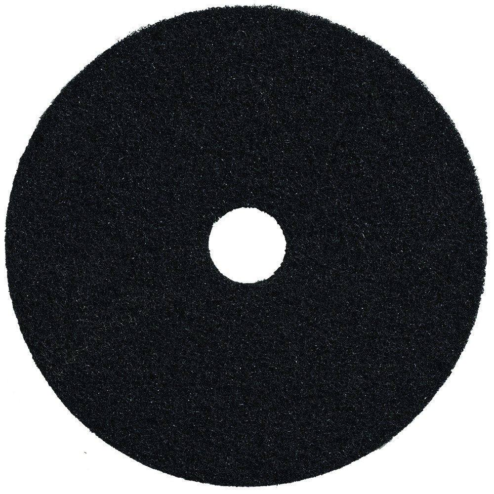 Bear-Tex High Productivity Floor Maintenance Stripping Pad, Aluminum Oxide, 17" Diameter x 1" Thick, 3-1/4" Arbor, Fine, Black 66261052002 - 5 Count