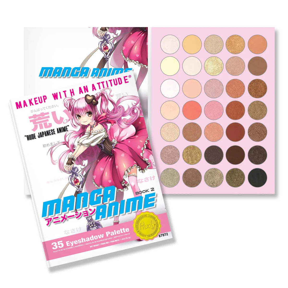 RUDE Manga Anime 35 Eyeshadow Palette Book 2 – 27 Shimmers & 8 Mattes