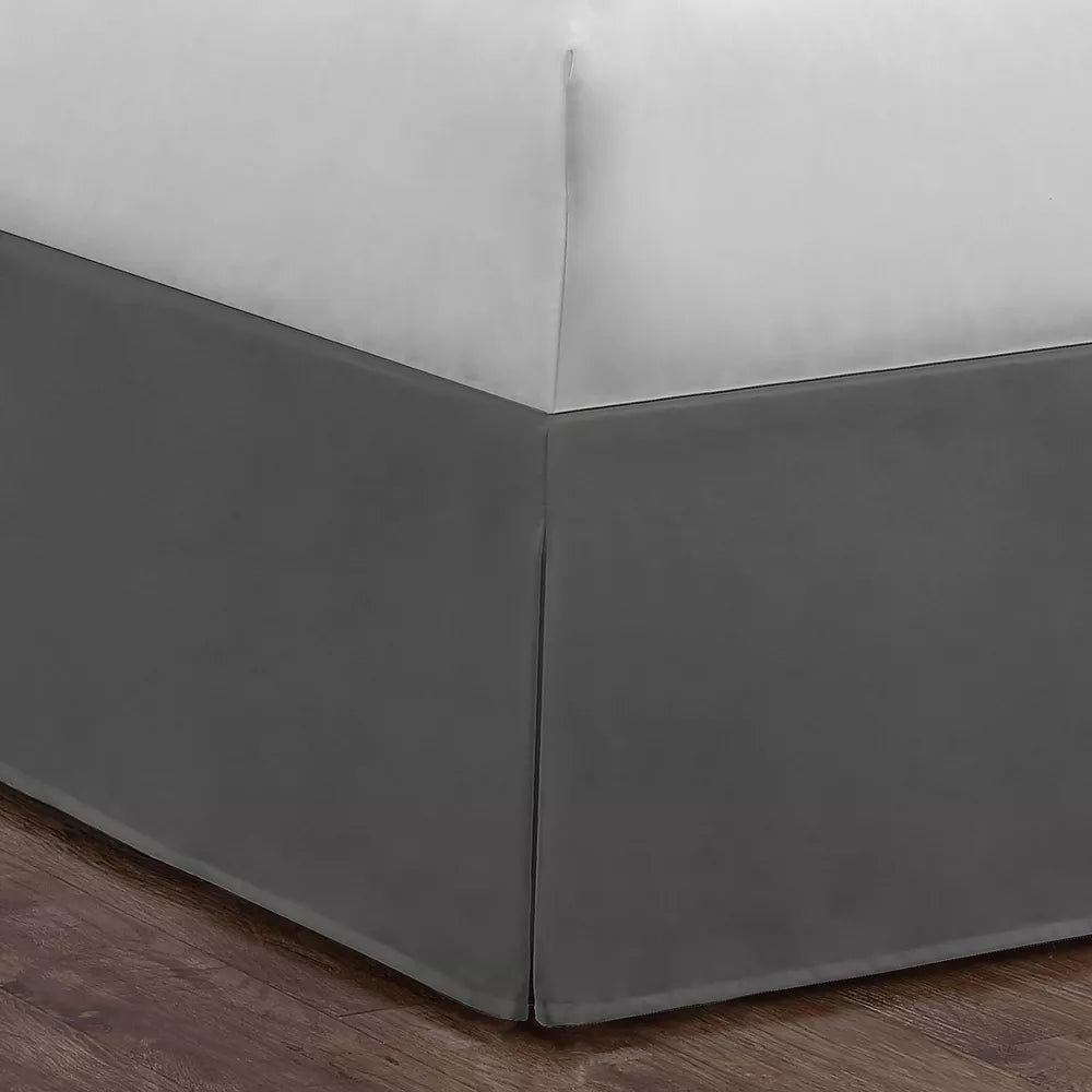 Tailored Bedskirt Magic Skirt King Grey 15" Drop Split Corner No Mattress Lifting