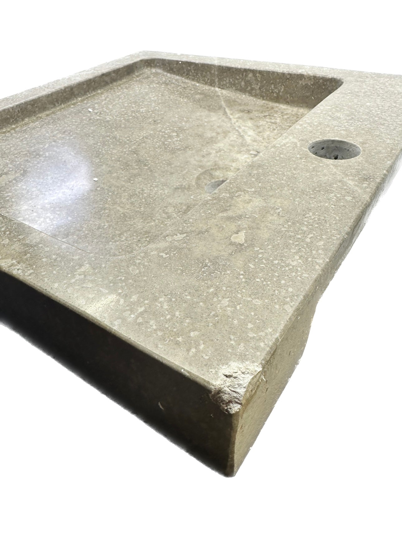 Square Polished Travertine Vessel Sink - Beige