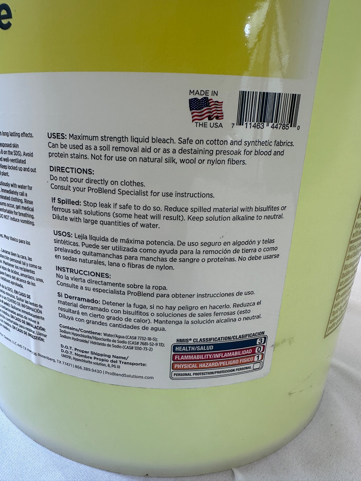 ProBlend™ Chlor White Liquid Bleach - 5 Gallons - Item # LD-3-5G