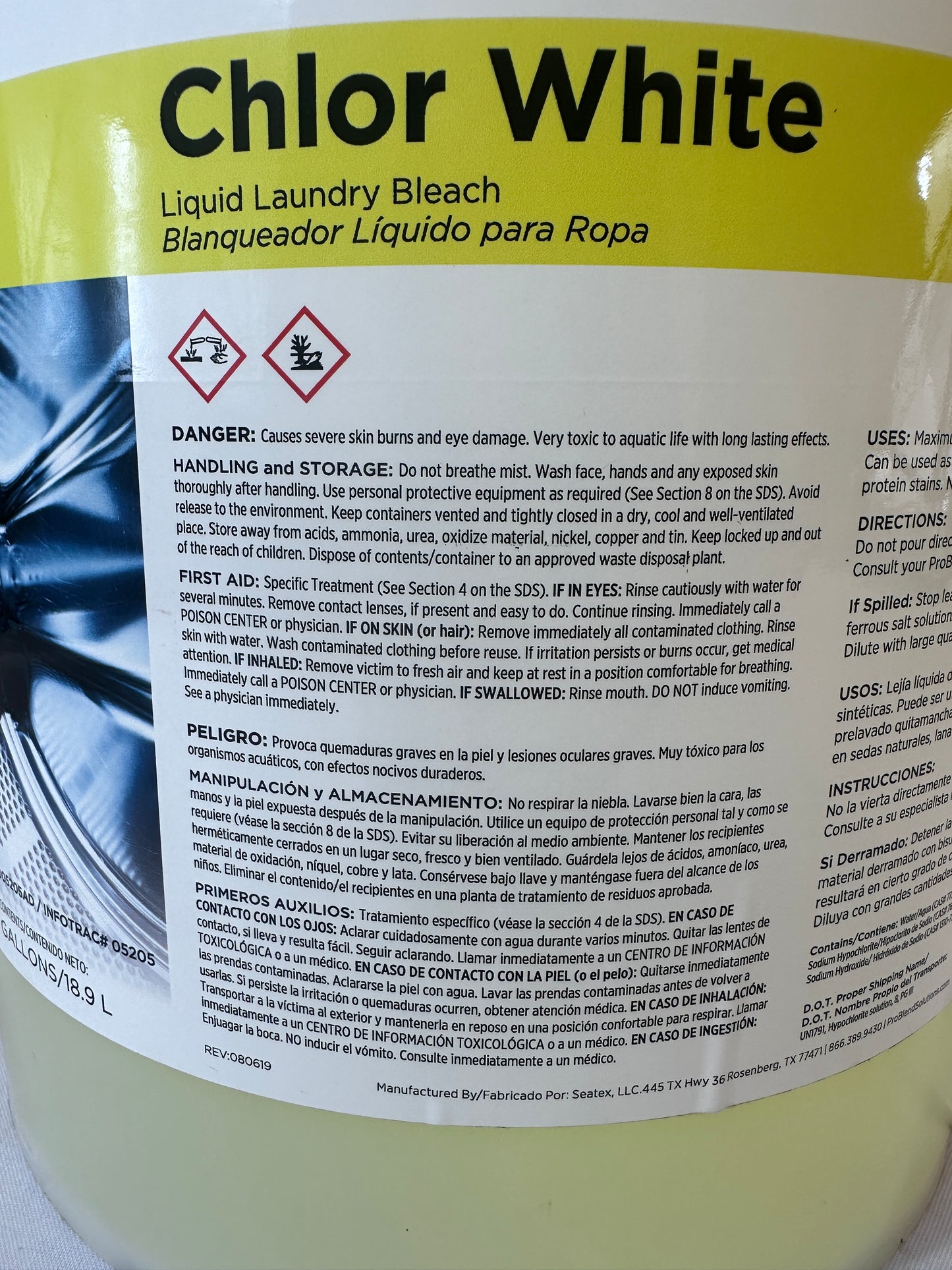 ProBlend™ Chlor White Liquid Bleach - 5 Gallons - Item # LD-3-5G