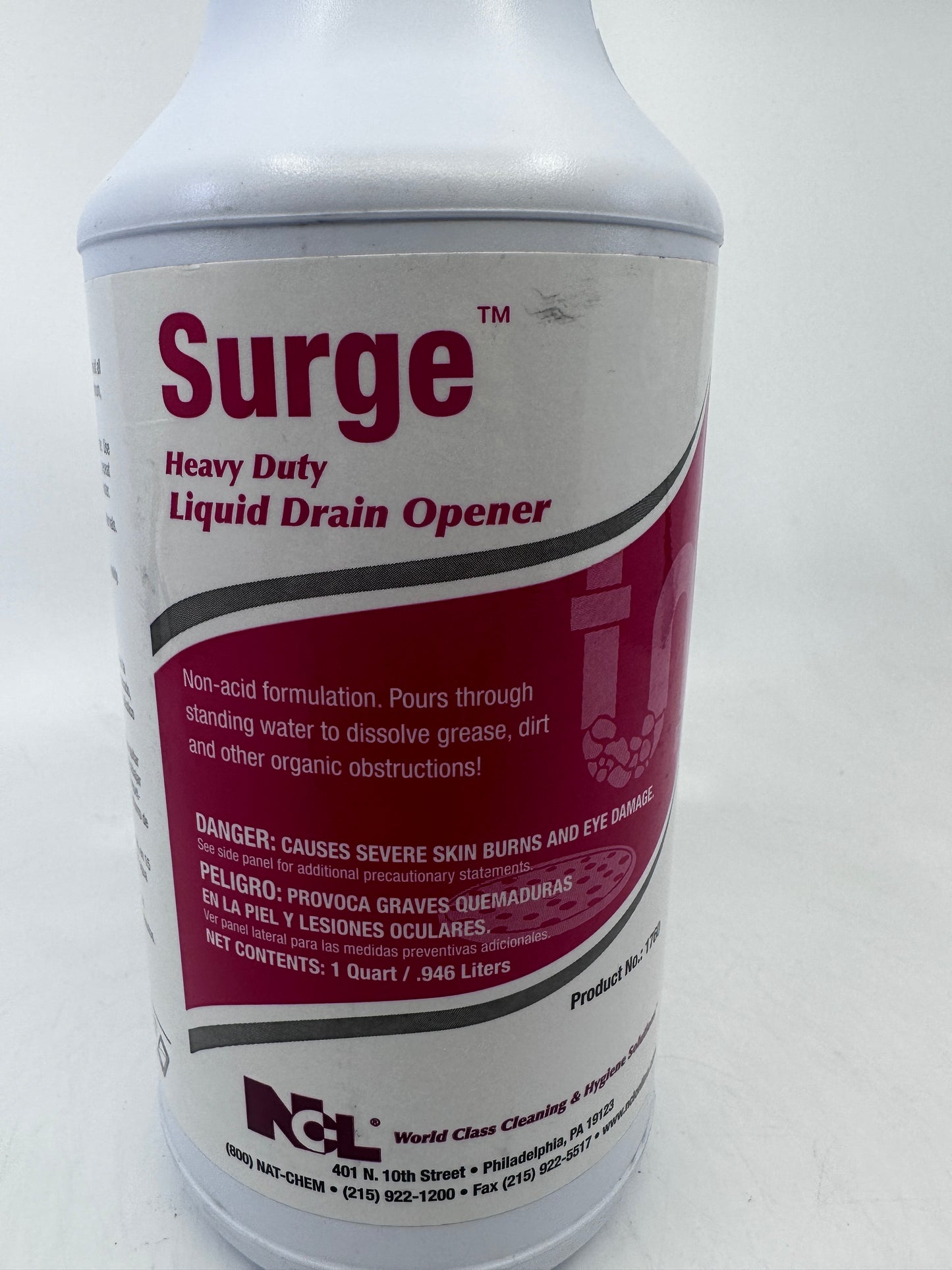 NCL® Surge Heavy Duty Liquid Drain Cleaner - 1 Quart - Effective Non-Acid Formula