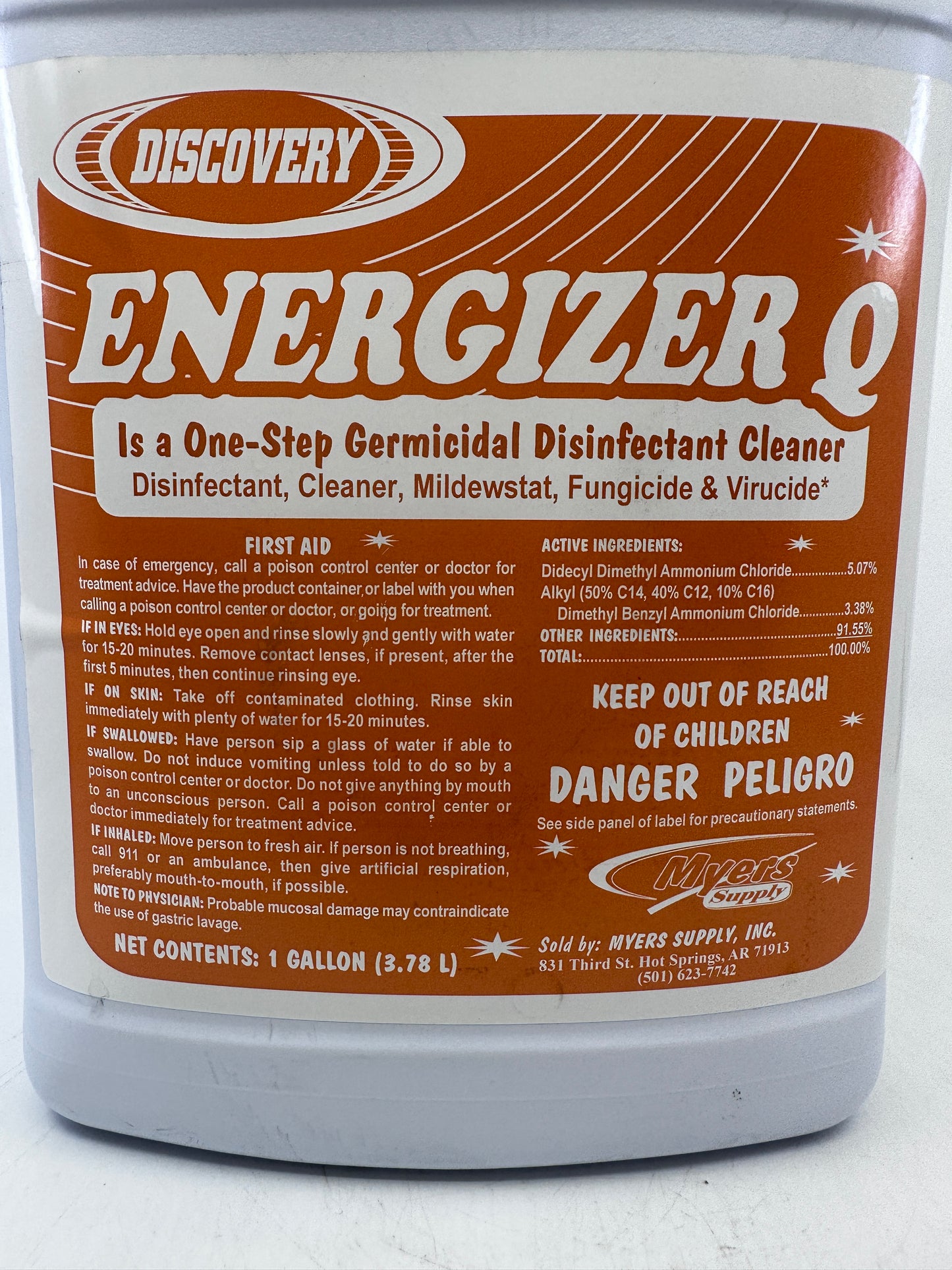 Energizer Q Neutral Disinfectant Cleaner Deodorizer - 1 Gal., 4/Case