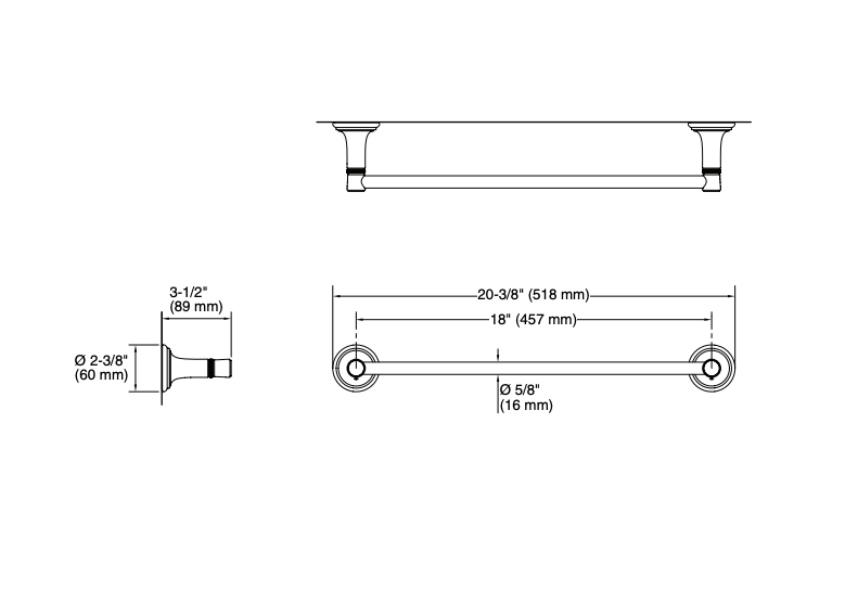 Kallista Bellis 18" Towel Bar P34601-00-AD - Nickel Silver, Elegant Brass Construction