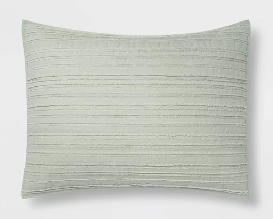 Threshold Standard Cotton Clipped Texture Sham - Light Sage Green, 20" x 26"