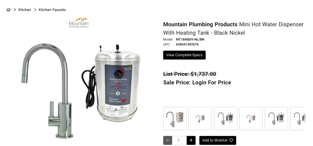 Mountain Plumbing Hot Water Faucet & Tank MT1840DIY-NL/BN Black Nickel