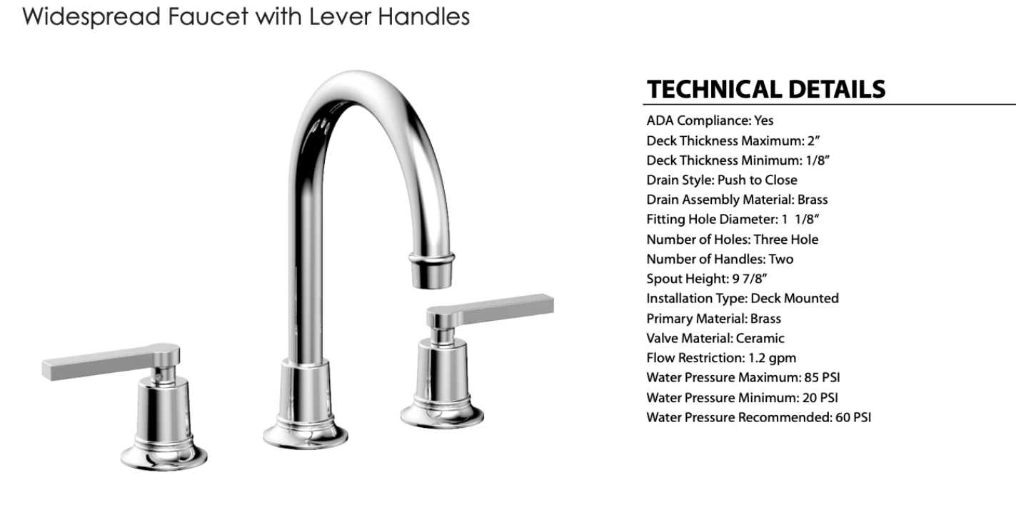 Phylrich HEX MODERN Widespread Faucet-Lever Handles 501-04/026-Polished Chrome