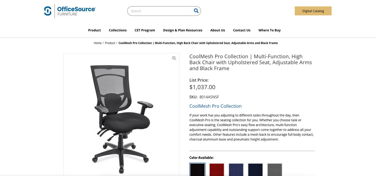 OfficeSource CoolMesh Pro Collection | Multi-Function, High Back Chair