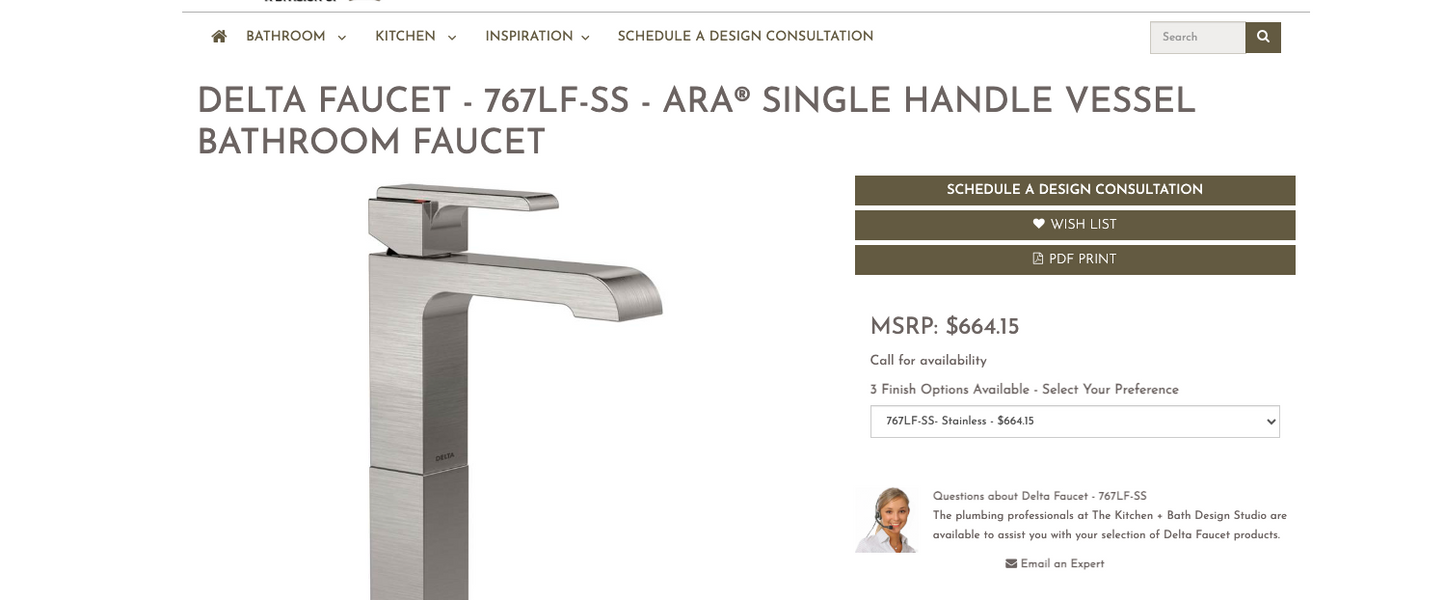 Delta Faucet Ara 767LF-SS Stainless Single-Handle Lavatory Faucet