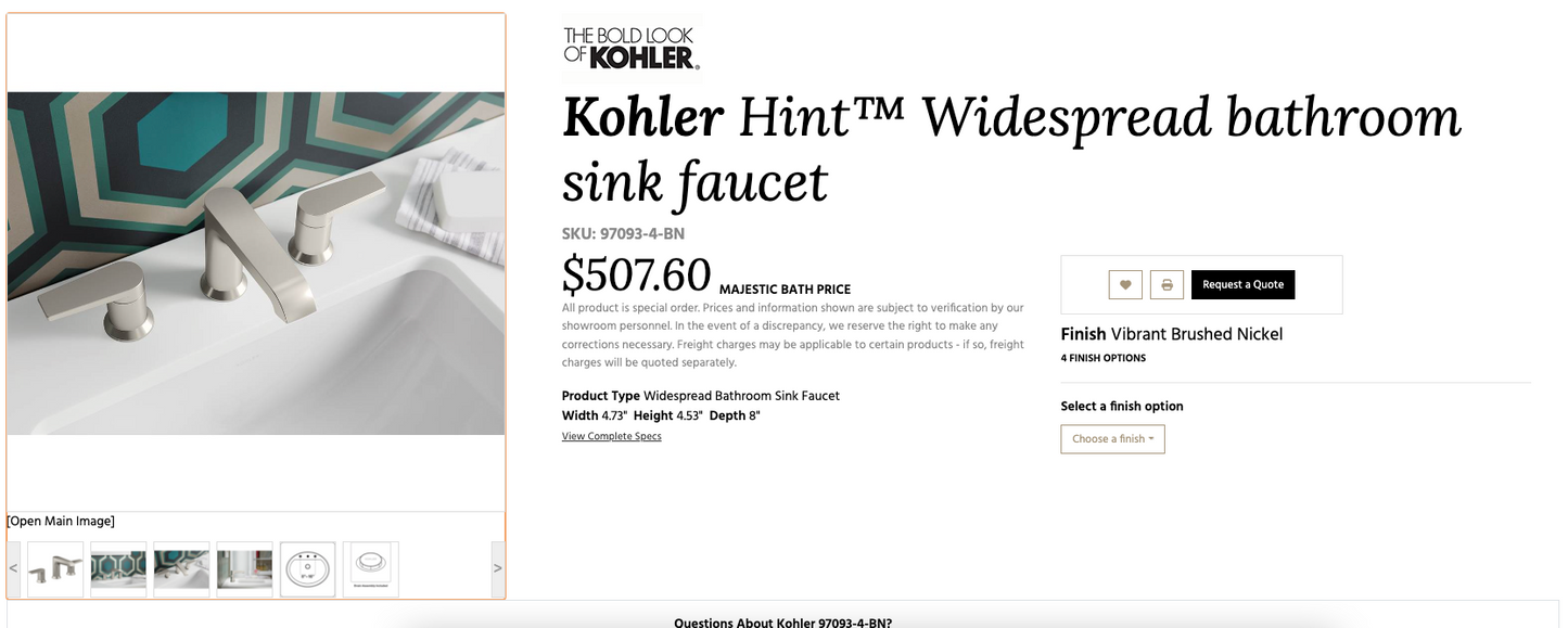 Kohler Hint Widespread Bathroom Faucet - Vibrant Brushed Nickel 97093-4-BN