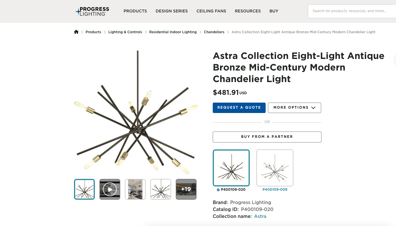 Astra 8-Light 42" Antique Bronze Chandelier Ceiling Light – Design Series