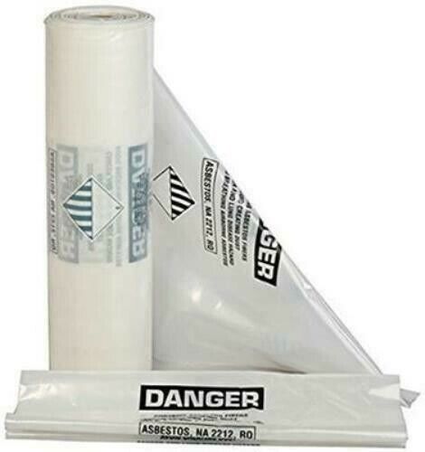 Plastic Clear Asbestos Disposal 36" x 60" 4 mil - 50 Count