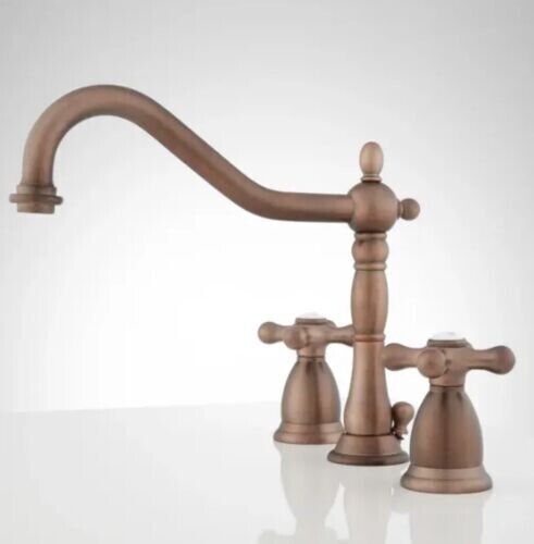 Signature Hardware Victorian Widespread Bathroom Faucet Cross Handles Bronze