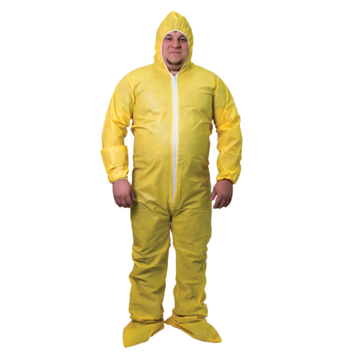 Shieldtech Polypropylene Yellow Coverall Hood & Boots, Elastic Wrists 2XL - 4 Count