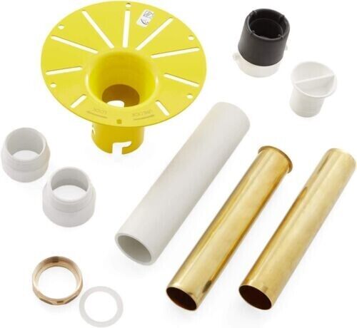 Drop-In Drain Installation Kit for Freestanding Bathtub - with White PVC Pipe and Brass Pipes