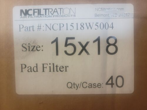 NC Filtration Pad Pre-Filters Per Case, 15x18 NCP1518W5004 - 40 Count