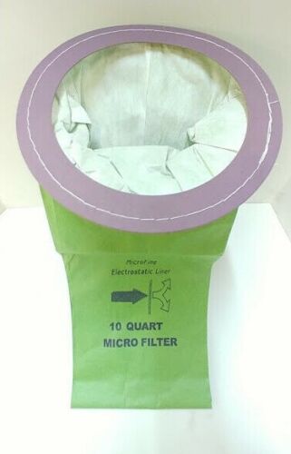 Micro-Lined Disposable Paper Filter Bags for 10 Quart Backpack Vacuum - 10 Count