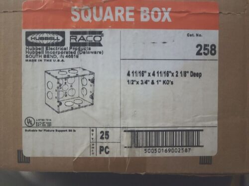 Hubbell-Raco 258 Square Electrical Box, 4-11/16"