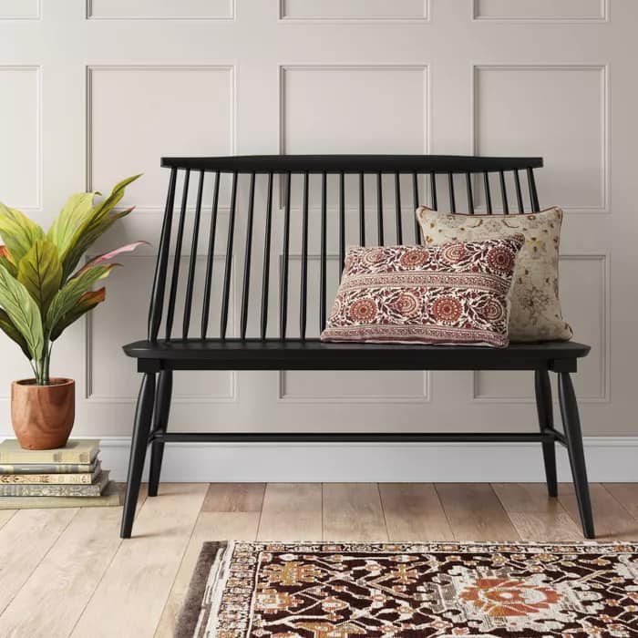 Harwich High Back Windsor Bench Black - Threshold