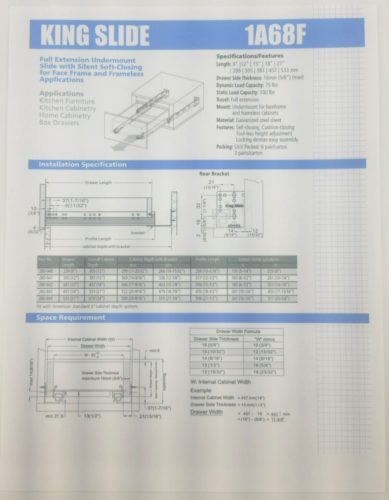 King Slide Soft Close Slide with Std Locking Devices 1A68F 12" - 6 Count