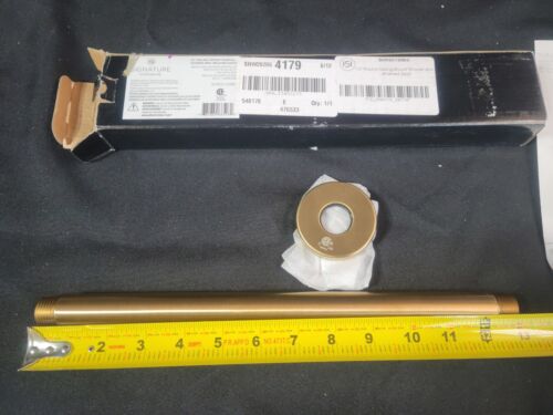 Signature Hardware 12" Round Ceiling-Mount Shower Arm, Brushed Gold 476533