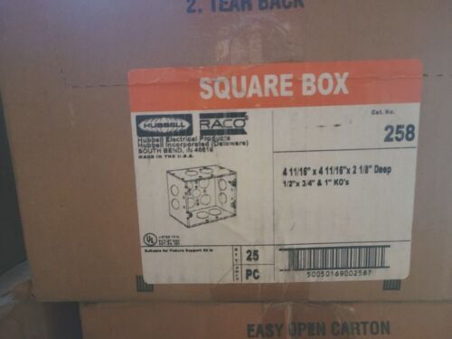 Hubbell-Raco 258 Square Electrical Box, 4-11/16"