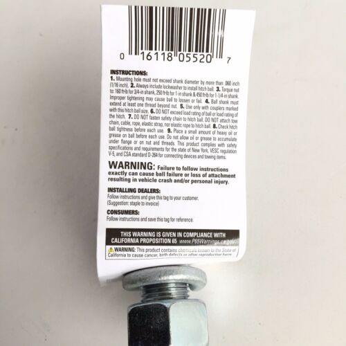 3 PACK of 1-7/8" Trailer Hitch Balls, x 3/4" Shank x 1-1/2" Length, 2,000 lb Capacity   Brand: Draw-Tite Part Number: 63810