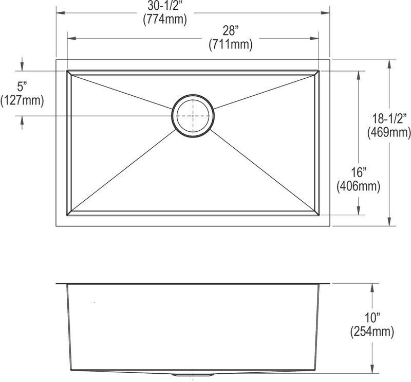 Elkay EFU281610T Crosstown Undermount Kitchen Sink, 16 Gauge, Satin Finish, 30.5"