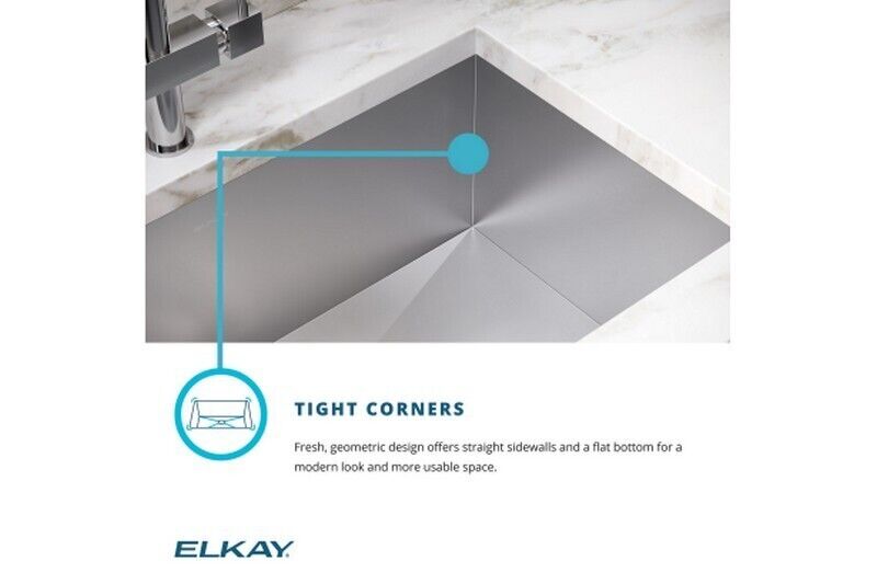 Elkay EFU281610T Crosstown Undermount Kitchen Sink, 16 Gauge, Satin Finish, 30.5"