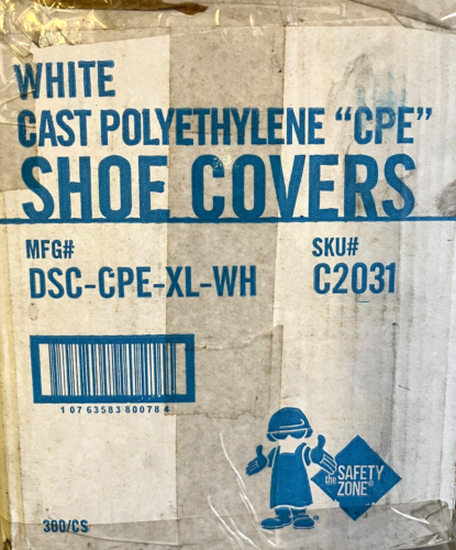 White Cast Polyethylene Shoe Boot Cover X-Large 300/Case DSC-CPE-XL-BL