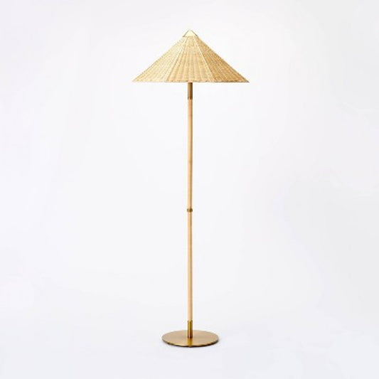 Threshold Floor Lamp with Tapered Rattan Shade - Brown